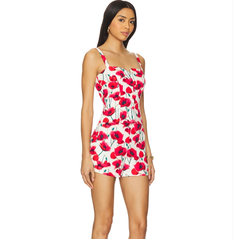 New! Amanda Uprichard X Revolve Poppyfield Tisha Summer Romper - Size Large - Picture 4 of 17